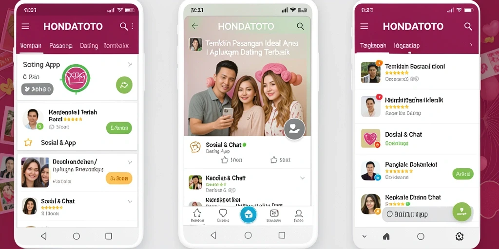 Tampilan antarmuka utama HONDATOTO dengan fitur-fitur kencan inovatif.