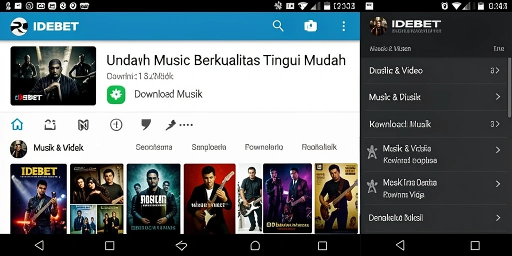 Tampilan antarmuka IDEBET yang menarik untuk Download Musik.