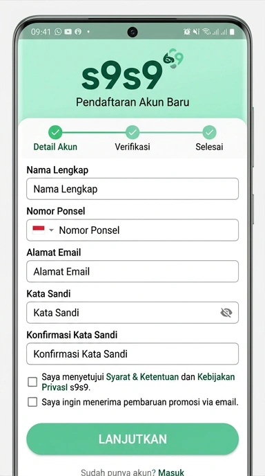 Panduan Membuat Akun Baru s9s9 untuk Android